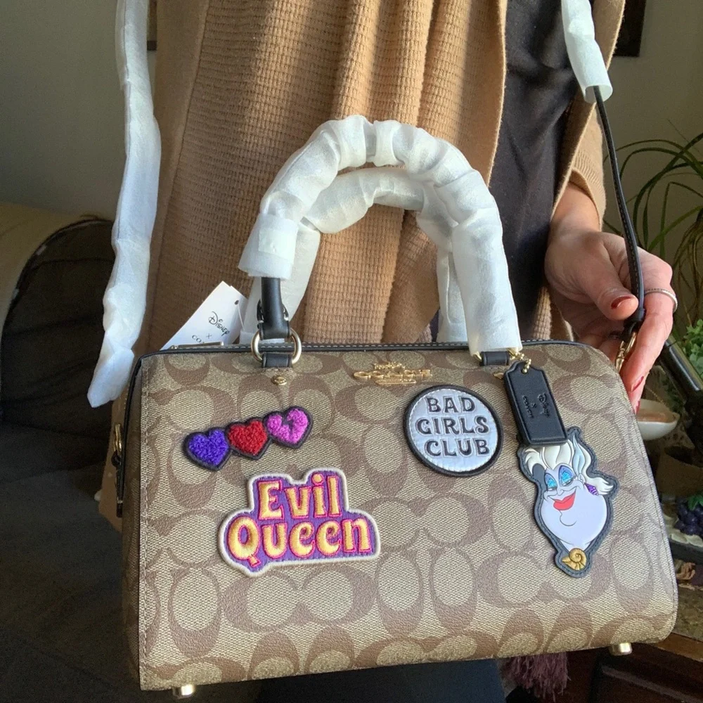 Authentic COACH Signature canvas/Smooth leather DisneyX  top zip Satchel/Crosby - Picture 16 of 16